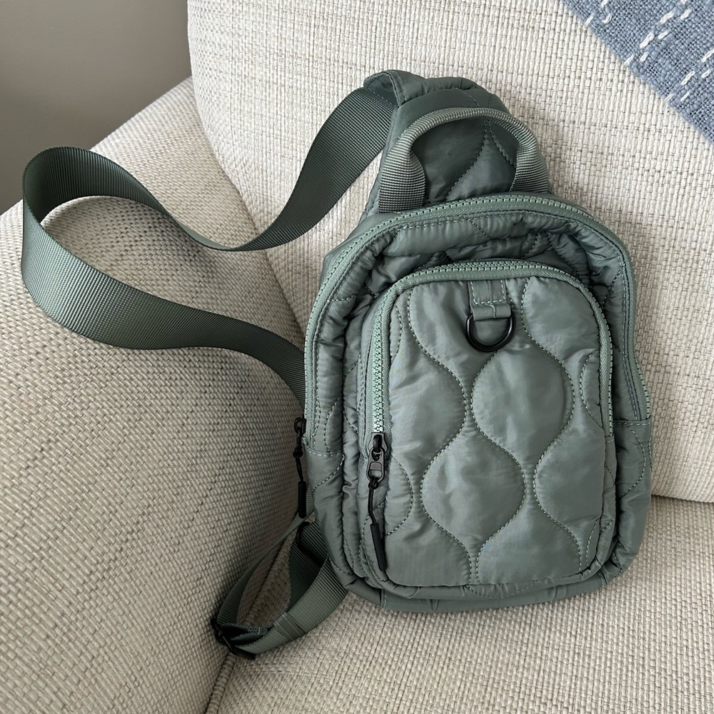 Danskin Quilted Sage Green Crossbody Sling Bag